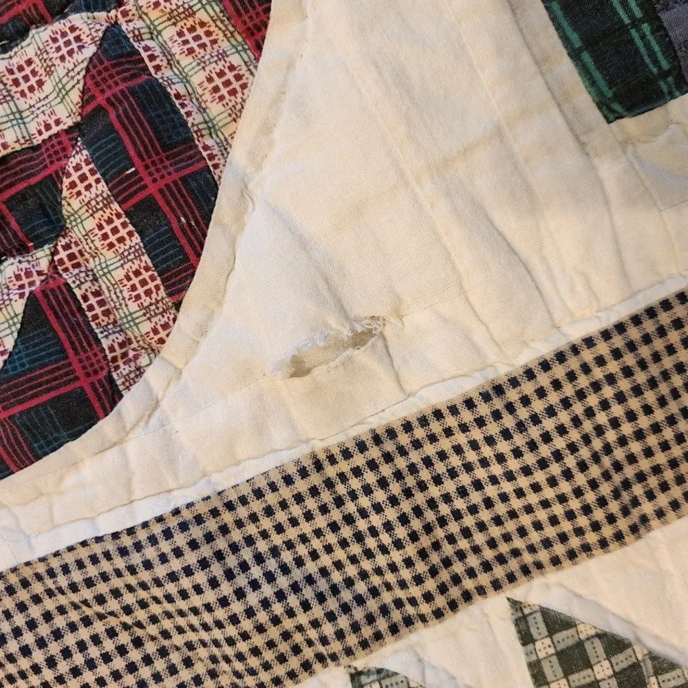VINTAGE Handmade‎ Rustic Lodge Moose Bear Pine Tree Patchwork Cabin Quilt 80x80